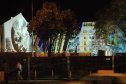 Budapest, Deák tér, fényfestés, színek, házak
