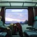Svájc, vonat, utazás, alvás, életkép