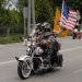 Harley, Davidson, motor, találkozó, felvonulás, bőr, tömeg