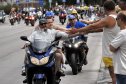 Harley, Davidson, motor, találkozó, felvonulás, bőr, tömeg
