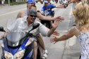 Harley, Davidson, motor, találkozó, felvonulás, bőr, tömeg