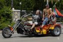 Harley, Davidson, motor, találkozó, felvonulás, bőr, tömeg