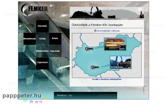 www.femker.hu - Fémker Kft. kezdő oldala. - weboldal, honlap, design, honlapkészítés, femker.hu