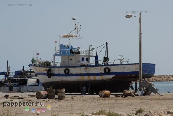 Tunézia, Djerba, tengerpart, víz, fürdés, tenger, hajó